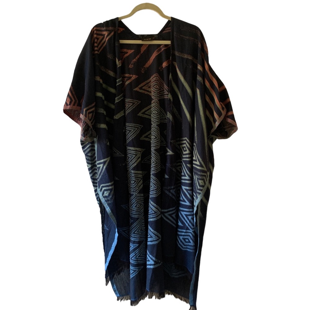 Saachi Anthropologie Woven Aztec Print Ruana Kimono